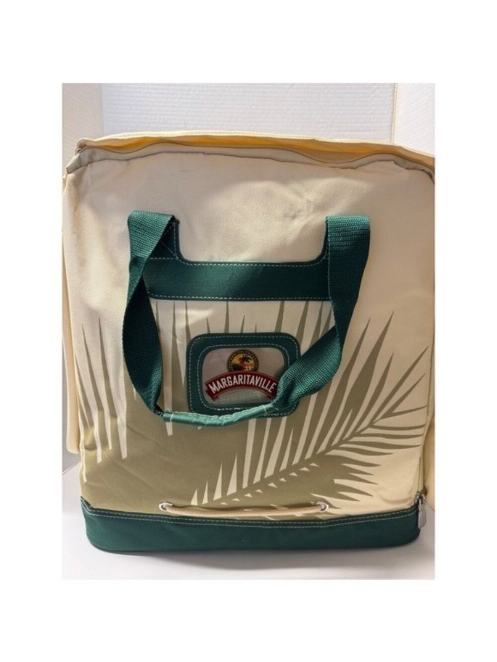 Margaritaville Padded Carrying Case Palm Leaf Green Cream Beach Tote